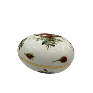 GRANDMOTHER'S ROSE by HAMMERSLEY Egg Shaped‎ Bone China Trinket Box ~ England